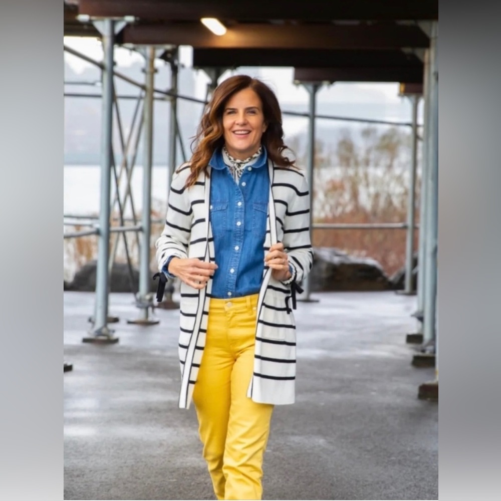 Talbots Oprah Collection Striped Open Front Cardi… - image 3